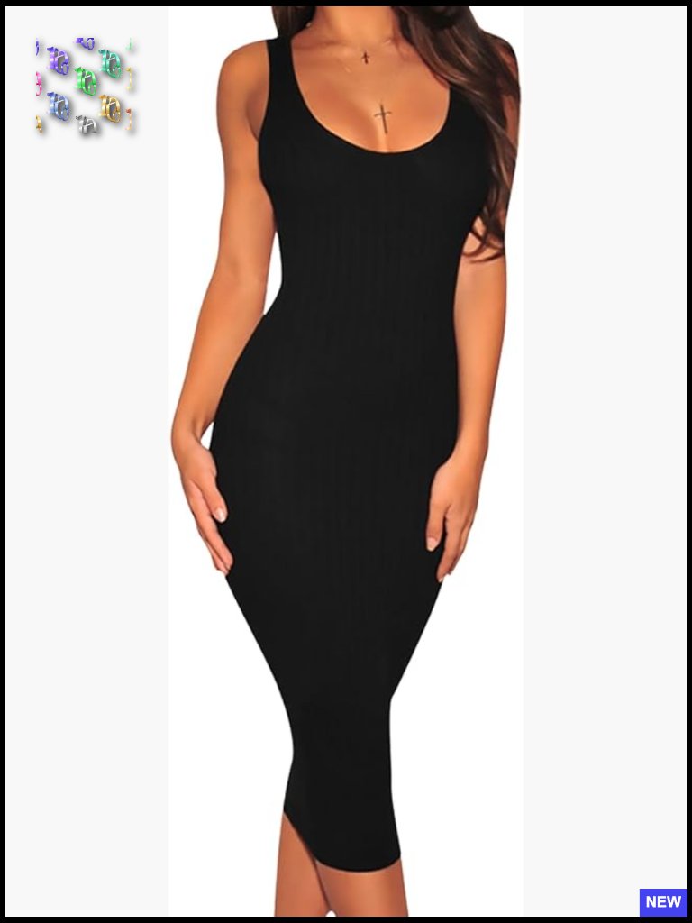 Sleeveless Ribbed Knit Bodycon Midi Dress Club Night Out Y2k Chic